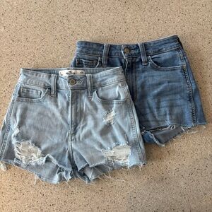 Hollister denim shorts 2 pair 24 inch waist 10” rise 2” inseam size 0